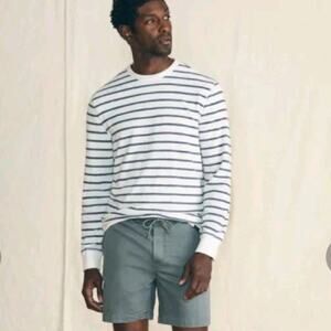 Faherty Cabana Towel Terry Breton Stripe Crewneck Sweatshirt Mens Medium MKU2321